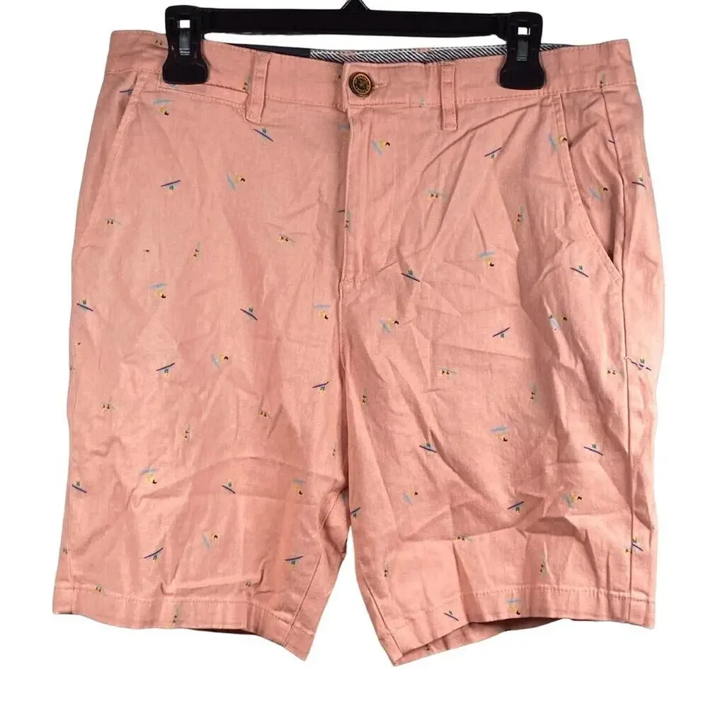 JACHS NY Bleecker Shorts Surfboard Print Casual Pink Shorts Size 30 33x8 NWT